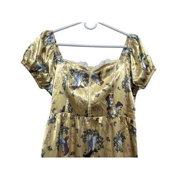 Disney Beauty Beast Belle Novelty Mini Dress Size Small Yellow Sweetheart Corset - Picture 6 of 16
